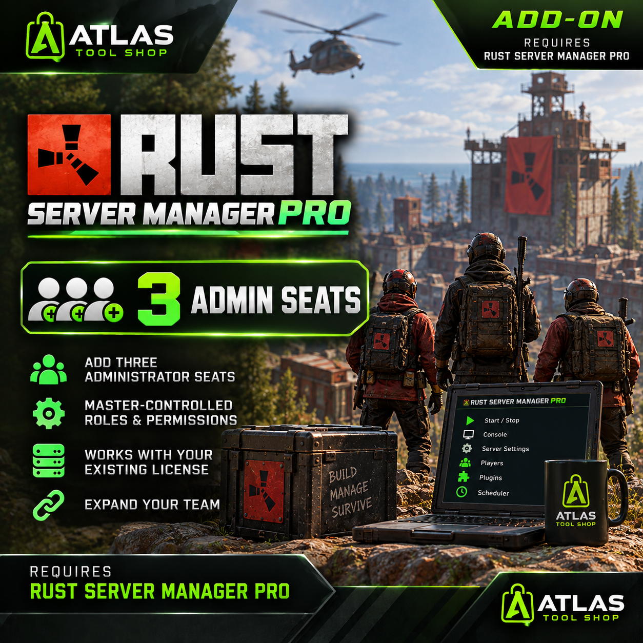Rust Server Manager Pro - 3 Admin Seats